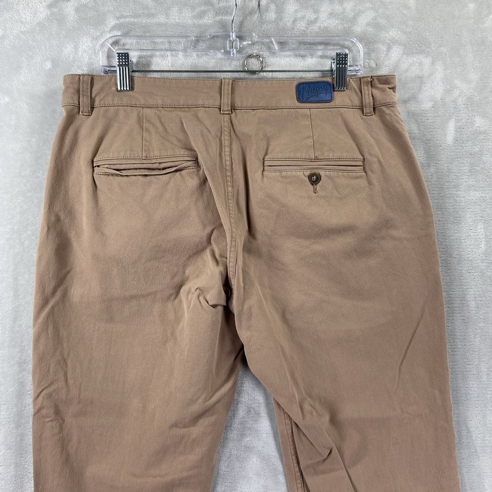 Mugsy Pants men's 34x29 Belmonts Chino Brown Classic Fit Stretch Flat Front - Picture 14 of 15